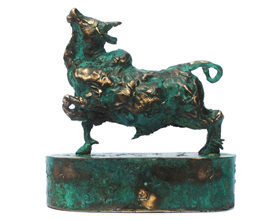 EL0040<br>
Bull - X<br>
Bronze<br>
10 x 4.5 x 10 inches<br>
Available