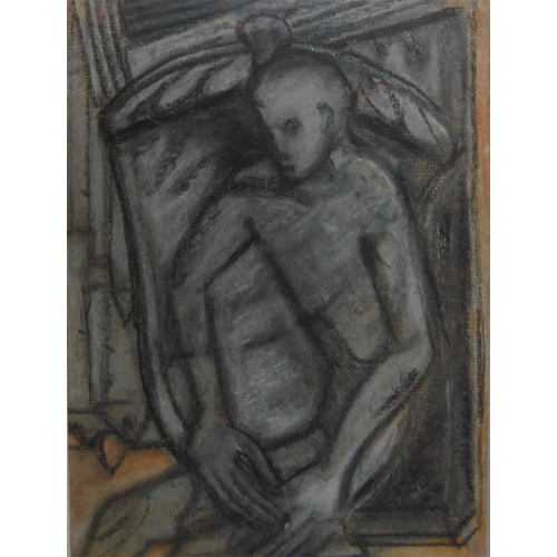 CD04 
Bell and child - III 
Charcoal and crayon on paper 
5 x 4 inches 
Unavailable (Can be commissioned)