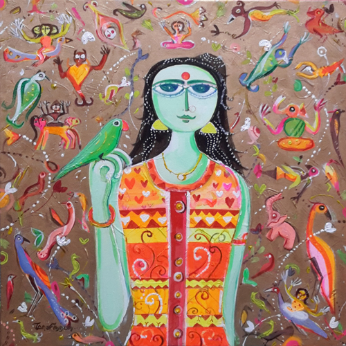 MU37  
Meenakshi - II  
Mixed media on canvas 
24 x 24 inches 
Unavailable (Can be commissioned)