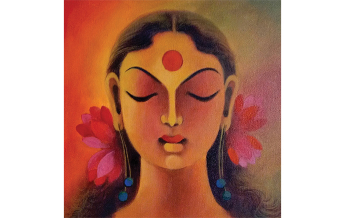 MR20 
Shree Lakshmi 
Acrylic on canvas 
12 x 12 inches 
Unavailable (Can be commissioned)