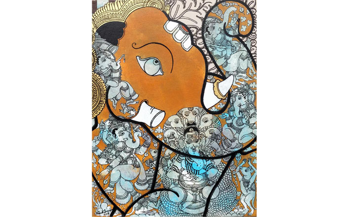 RG32 
Ganesha - V
Mixed media on Canvas
18 x 14 inches
Unavailable (Can be commissioned)