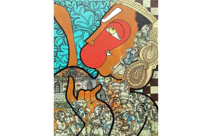 RG34
Hanuman - VIII
Mixed Media on Canvas
18 x 14 inches
Unavailable (Can be commissioned)