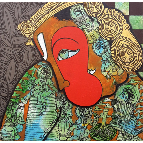 RG15 
Hanuman - IV 
12  x 12 inches 
Oil on canvas 
Unavailable (Can be commissioned)