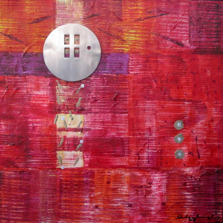 SB08 
Ever at rest series - VIII 
Stainless steel and acrylic on canvas 
24 x 24 inches 
Unavailable (Can be commissioned)