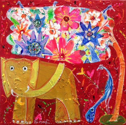 MU21 
Elephant - 1 
Mixed media on paper 
12 x 12 inches 
Unavailable (Can be commissioned)