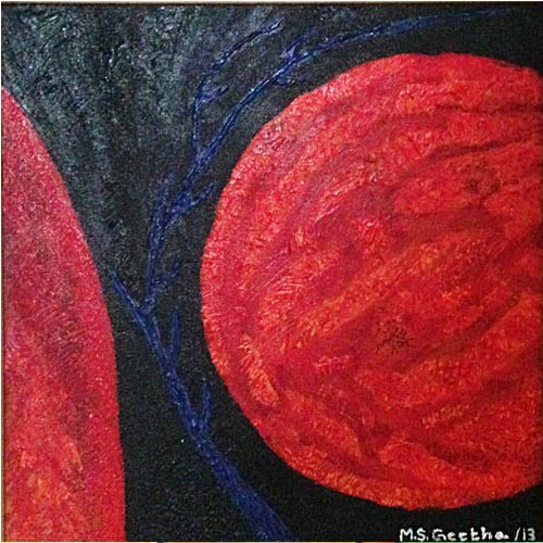 M S Geetha 
Space - I 	
Acrylic on canvas 	
12 x 12 inches 
Unavailable (Can be commissioned)