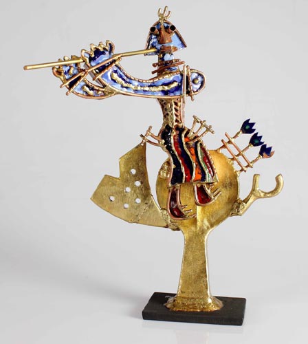 SN04 
Krishna - 1 
Welded copper, brass, bell metal and enamel 
Ht – 12 inches 
Unavailable