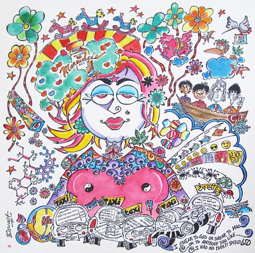BB40 
LSD 
Water color and Ink on Paper 
18 x 18 inches 
Unavailable (Can be commissioned)