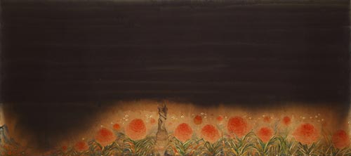 S. N. Sujith 
SNS06 
Let the thousand 
Flowers Bloom - I 
Watercolor on paper 
36 x 80 inches 
Unavailable